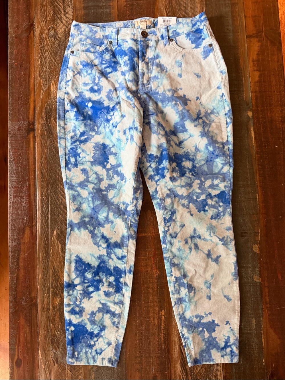 NWT Style & Co Women’s 10P Blue Tie Dye Skinny Table Corduroy Pants | SKU 0519